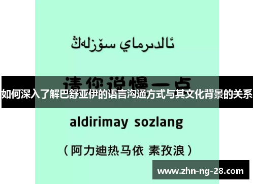 如何深入了解巴舒亚伊的语言沟通方式与其文化背景的关系 如何深入了解巴舒亚伊的语言沟通方式与其文化背景的关系